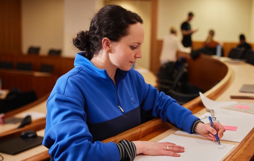 student in classroom